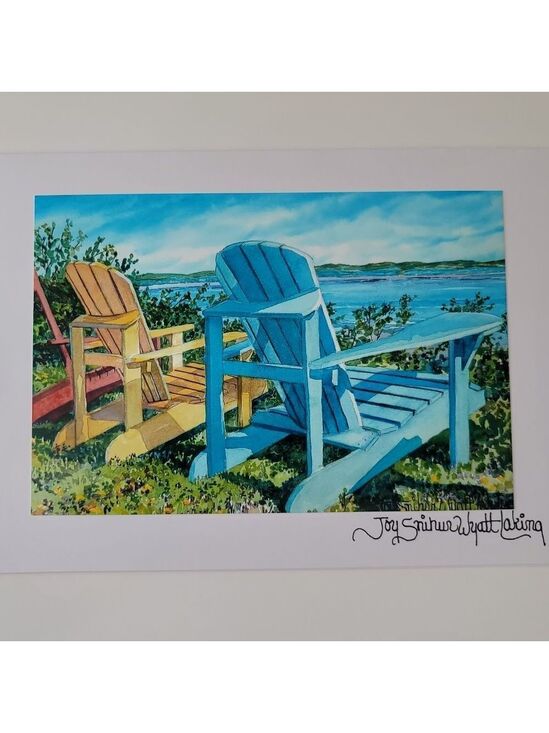Jo Laking Other - Art Print Jo Laking Lawn Chairs Glossy Print on Greeting Card #0178